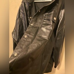 Shein fit + 28/30 black faux leather jacket